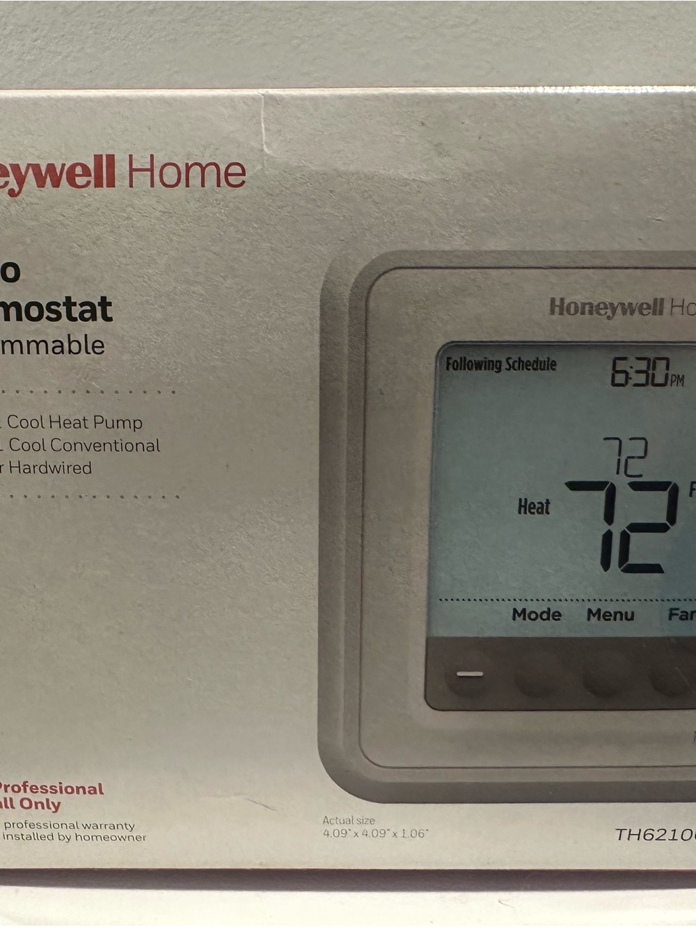 Honeywell T6 Pro TH6210U2001 Thermostat w/ Mounting Plate Box Manual
